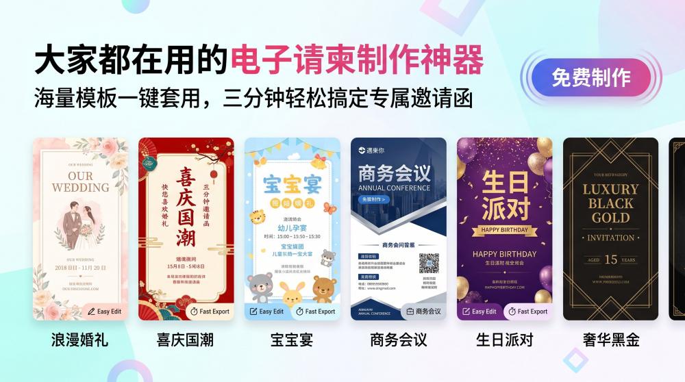 宴会请柬不用愁！高颜值专业电子请柬，适配全宴席场景